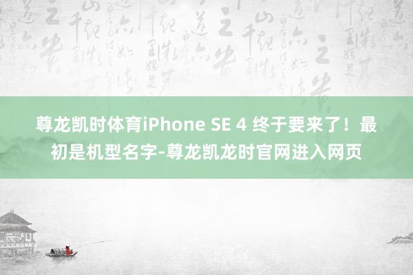 尊龙凯时体育iPhone SE 4 终于要来了！最初是机型名字-尊龙凯龙时官网进入网页