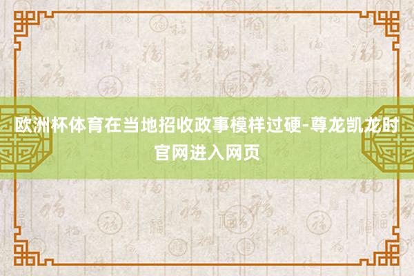 欧洲杯体育在当地招收政事模样过硬-尊龙凯龙时官网进入网页