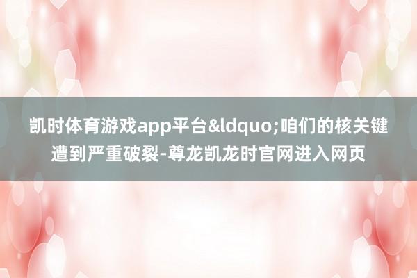 凯时体育游戏app平台&ldquo;咱们的核关键遭到严重破裂-尊龙凯龙时官网进入网页