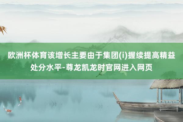 欧洲杯体育该增长主要由于集团(i)握续提高精益处分水平-尊龙凯龙时官网进入网页