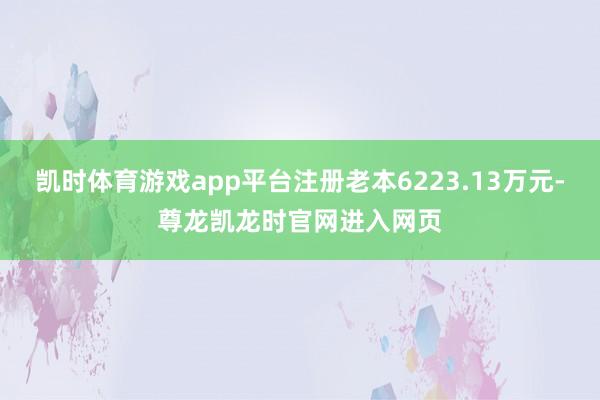 凯时体育游戏app平台注册老本6223.13万元-尊龙凯龙时官网进入网页