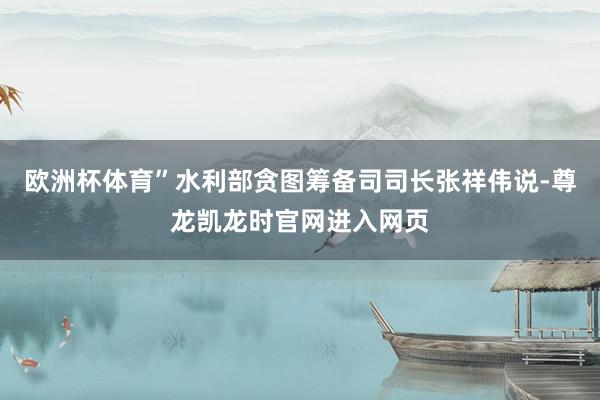 欧洲杯体育”水利部贪图筹备司司长张祥伟说-尊龙凯龙时官网进入网页