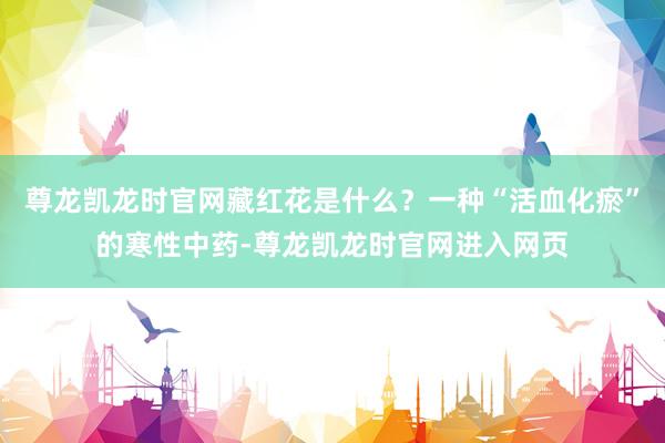 尊龙凯龙时官网藏红花是什么？一种“活血化瘀”的寒性中药-尊龙凯龙时官网进入网页