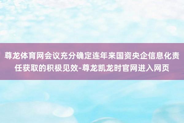尊龙体育网会议充分确定连年来国资央企信息化责任获取的积极见效-尊龙凯龙时官网进入网页