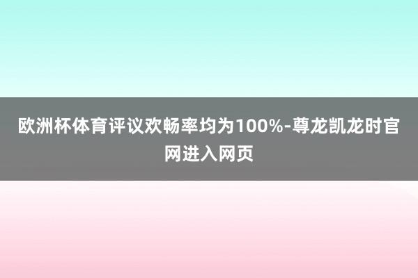 欧洲杯体育评议欢畅率均为100%-尊龙凯龙时官网进入网页