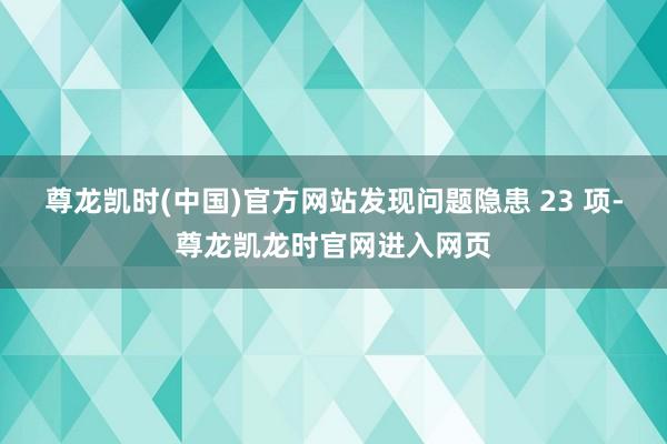 尊龙凯时(中国)官方网站发现问题隐患 23 项-尊龙凯龙时官网进入网页